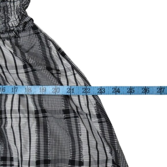 Anthropologie Maeve Short-Sleeve Smocked Midi Shirt Dress Black White M - Picture 10 of 13